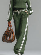 Veloria Damen Strickset mit Halbzip und Weiter Hose Freizeitanzug