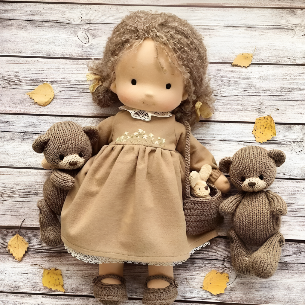 Delikatna lalka z naturalnych włókien dla dzieci 35 cm