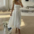 Quadrina Midikleid Damen – Elegantes Kleid mit Quadratischem Ausschnitt