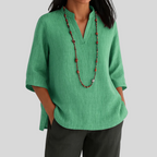 Floreva Damenbluse – Locker Geschnittene Bluse mit Rundhalsausschnitt