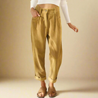 Elvoria Damen Stoffhose mit Hoher Taille Elegante Business-Hose