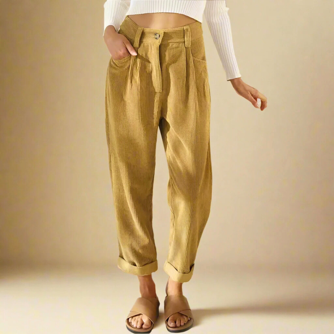 Elvoria Damen Stoffhose mit Hoher Taille Elegante Business-Hose
