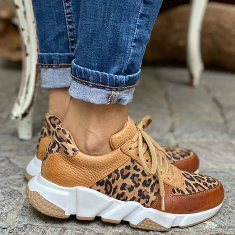 Modevia WildSchritt dame fritidssneakers med dyreprint og snørebånd  