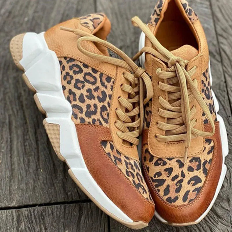 Modevia WildSchritt dame fritidssneakers med dyreprint og snørebånd  