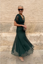 Lunavera Maxikleid Damen – Fließendes Kleid mit V-Ausschnitt