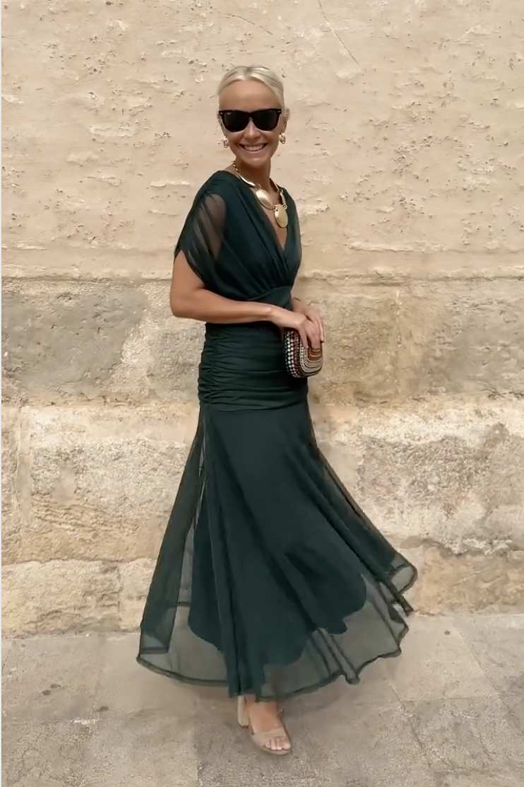 Lunavera Maxikleid Damen – Fließendes Kleid mit V-Ausschnitt