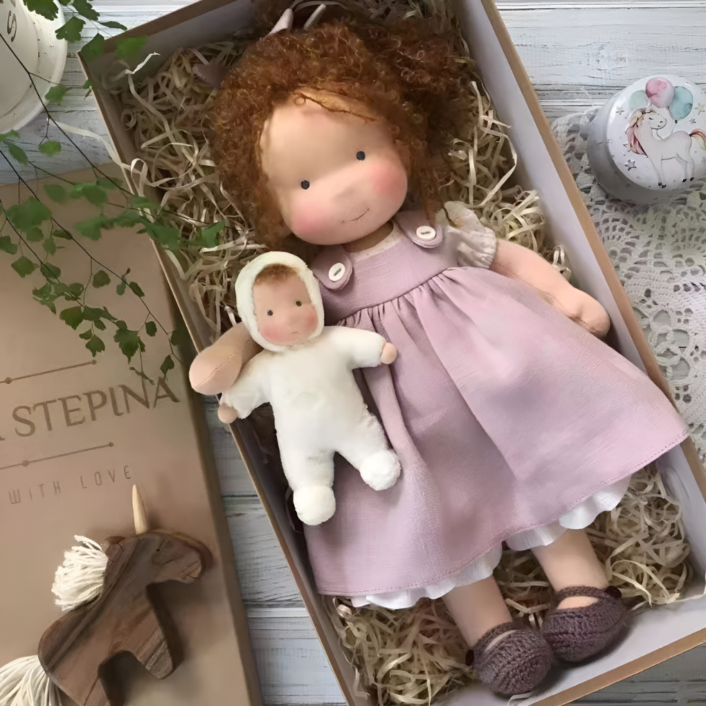 Delikatna lalka z naturalnych włókien dla dzieci 35 cm
