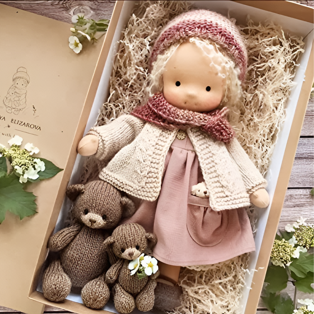 Delikatna lalka z naturalnych włókien dla dzieci 35 cm