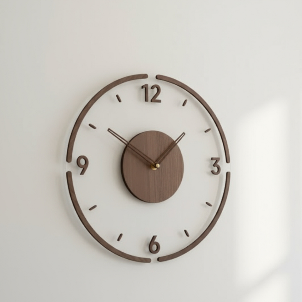 NordZeit Holz Wanduhr 35cm lautlos skandinavische Gestaltung