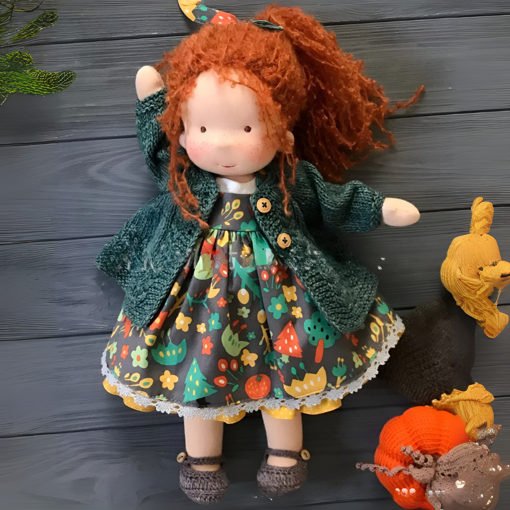Delikatna lalka z naturalnych włókien dla dzieci 35 cm