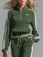 Veloria Damen Strickset mit Halbzip und Weiter Hose Freizeitanzug