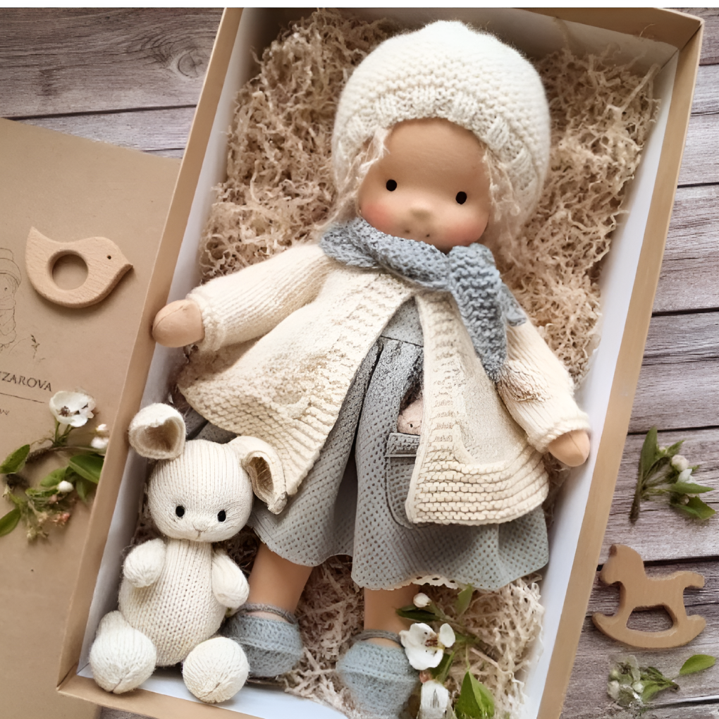 Delikatna lalka z naturalnych włókien dla dzieci 35 cm
