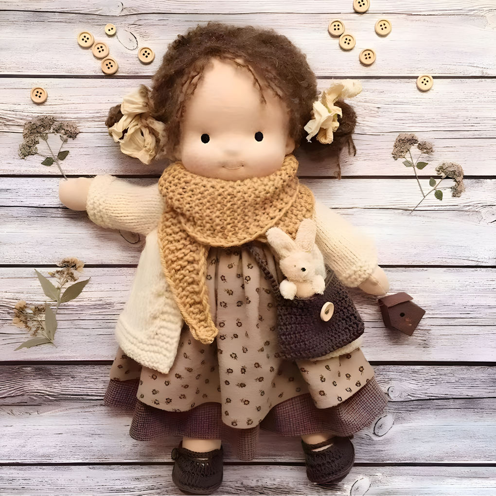 Delikatna lalka z naturalnych włókien dla dzieci 35 cm