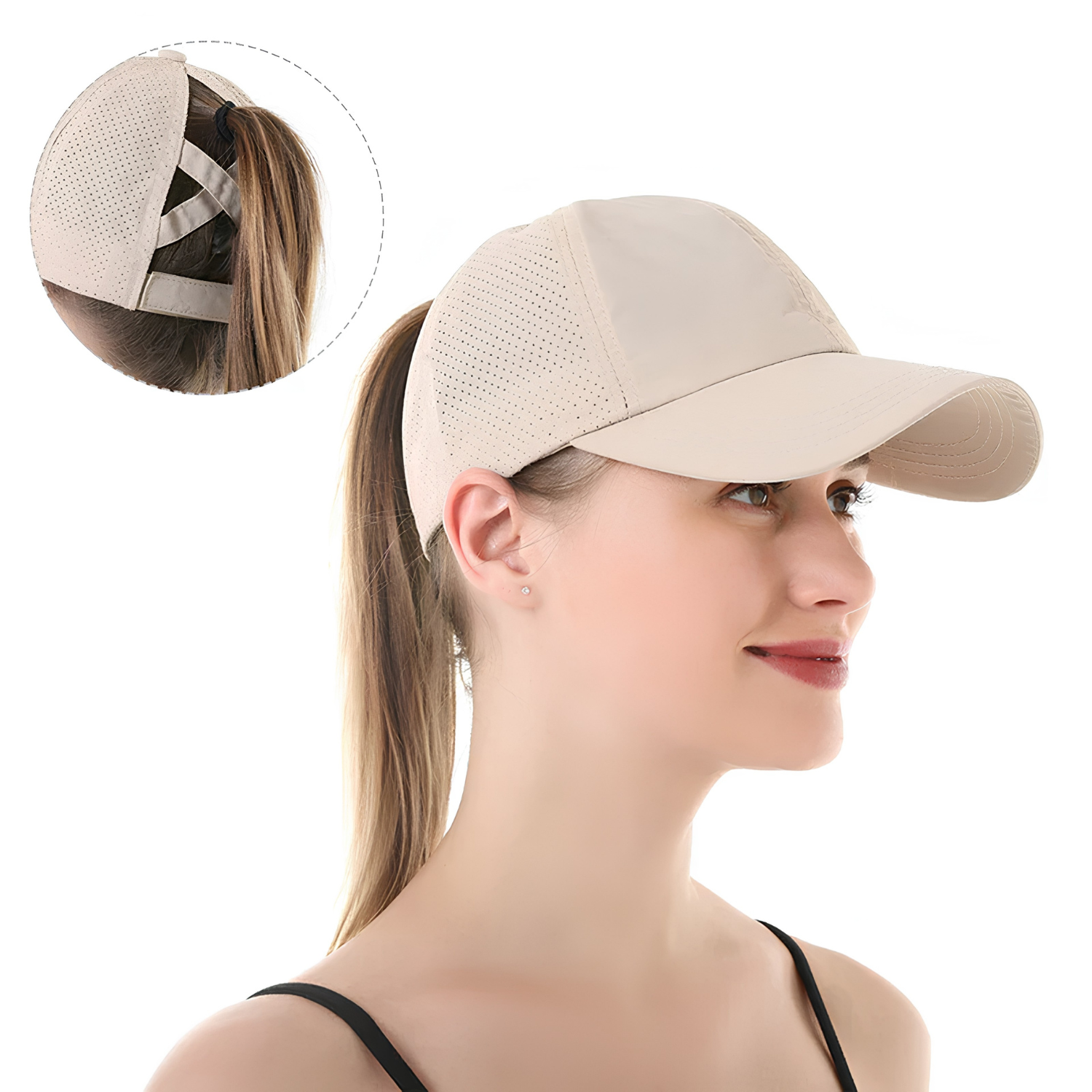 AirFlowCap sportskasket i mesh med hestehaleåbning