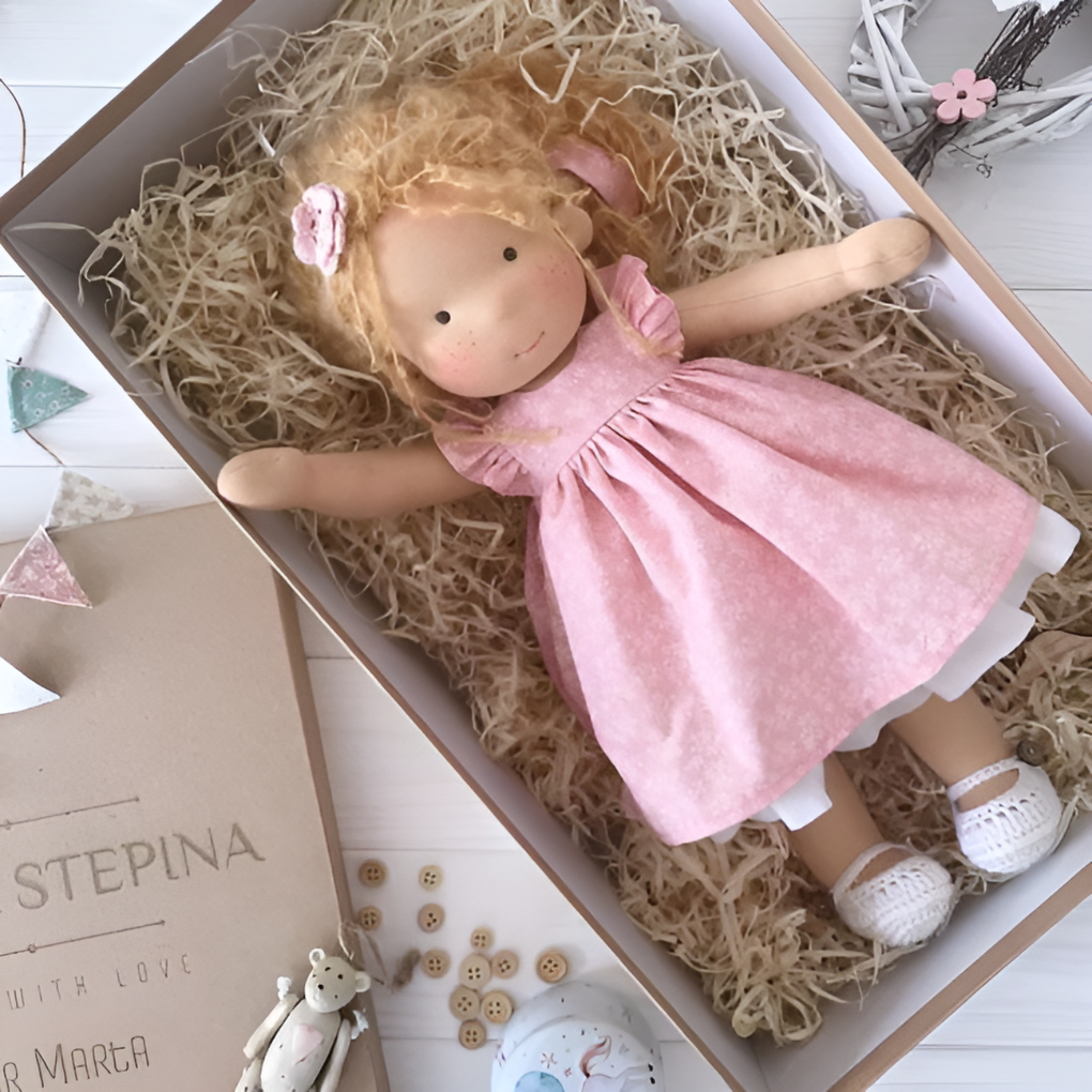 Delikatna lalka z naturalnych włókien dla dzieci 35 cm