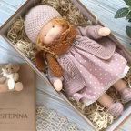 Delikatna lalka z naturalnych włókien dla dzieci 35 cm