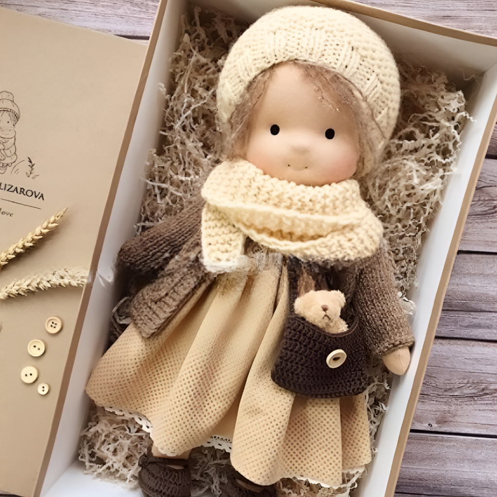 Delikatna lalka z naturalnych włókien dla dzieci 35 cm