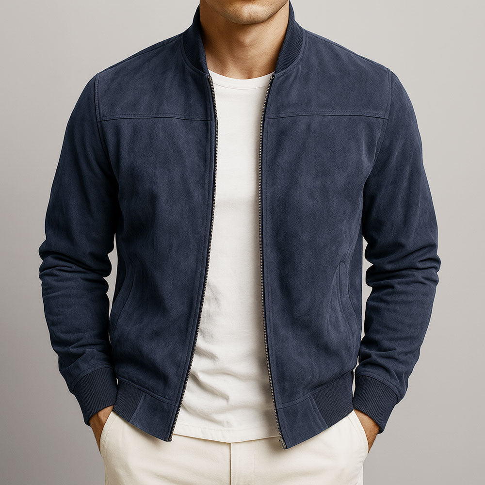 Velurox Herren Sommerjacke im Wildleder-Look mit Reißverschluss