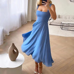 Quadrina Midikleid Damen – Elegantes Kleid mit Quadratischem Ausschnitt