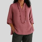 Floreva Damenbluse – Locker Geschnittene Bluse mit Rundhalsausschnitt