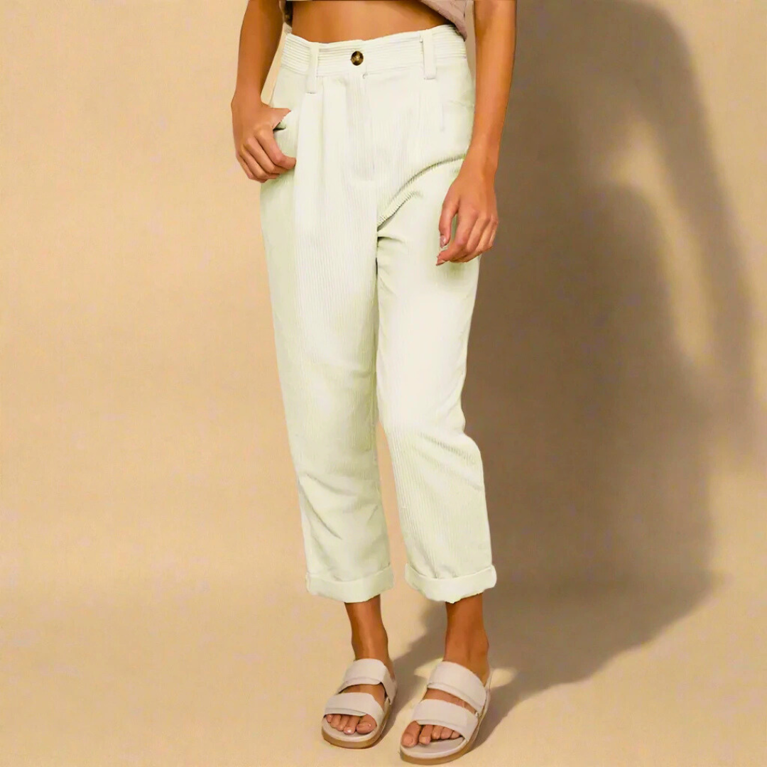 Elvoria Damen Stoffhose mit Hoher Taille Elegante Business-Hose