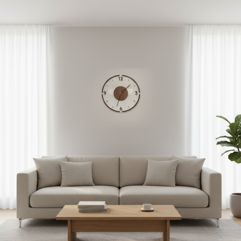 Zegar ścienny NordZeit z drewna 35cm bezgłośny skandynawski design