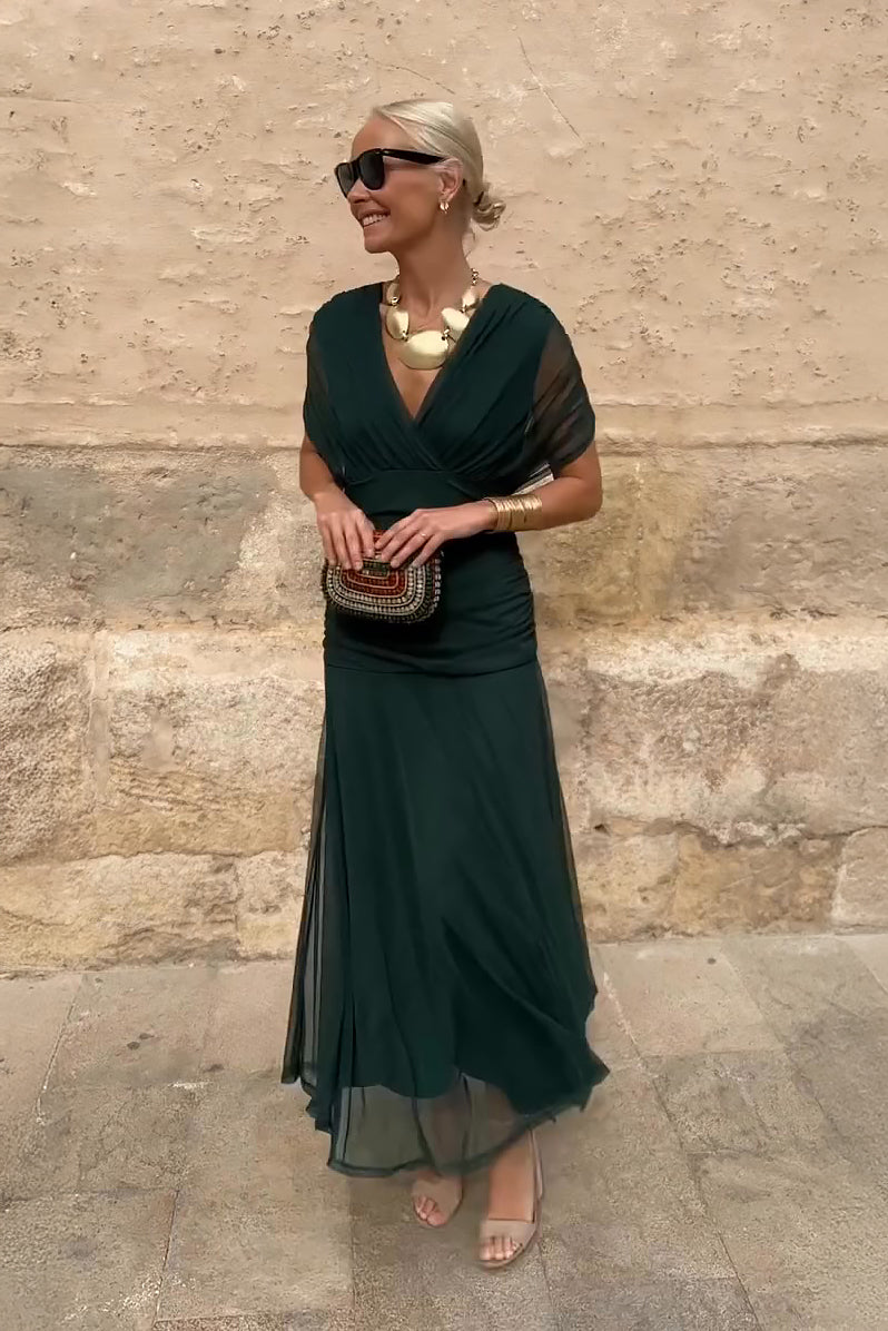 Lunavera Maxikleid Damen – Fließendes Kleid mit V-Ausschnitt