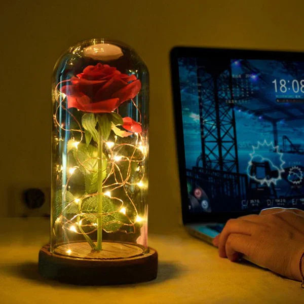 Kula róż LED GlanzBlume pod szklaną kopułą dekoracyjny prezent