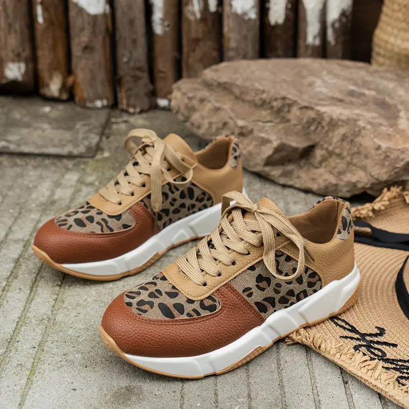 Modevia WildSchritt dame fritidssneakers med dyreprint og snørebånd  