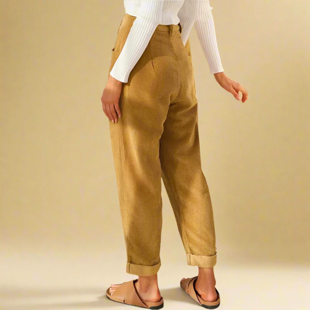 Elvoria Damen Stoffhose mit Hoher Taille Elegante Business-Hose