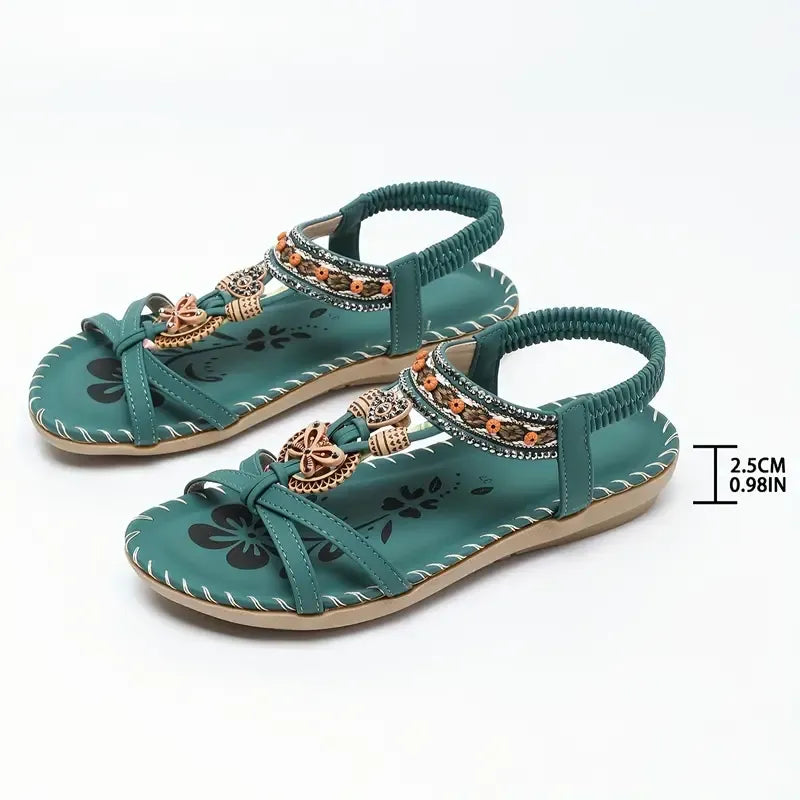 Komfortiva NaturSchritt Damen Ledersandalen im Boho-Stil mit Komfortfußbett
