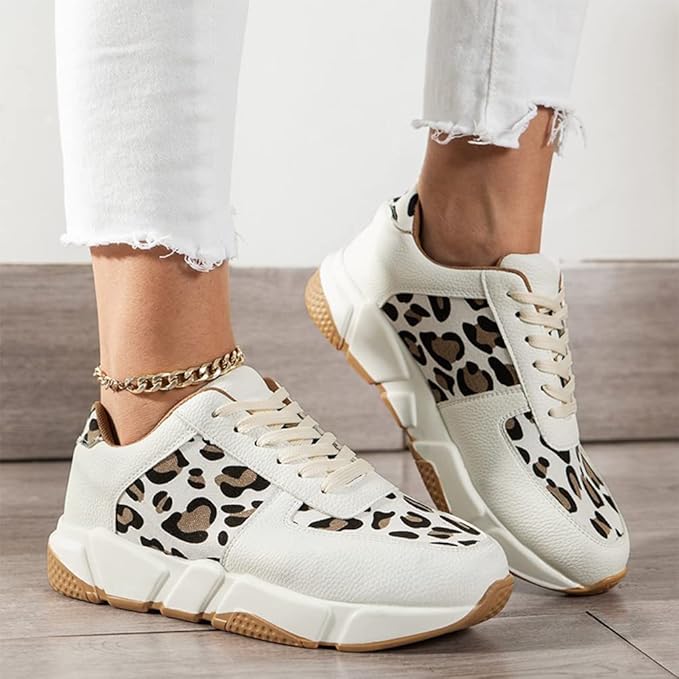 Modevia WildSchritt dame fritidssneakers med dyreprint og snørebånd  