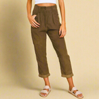 Elvoria Damen Stoffhose mit Hoher Taille Elegante Business-Hose