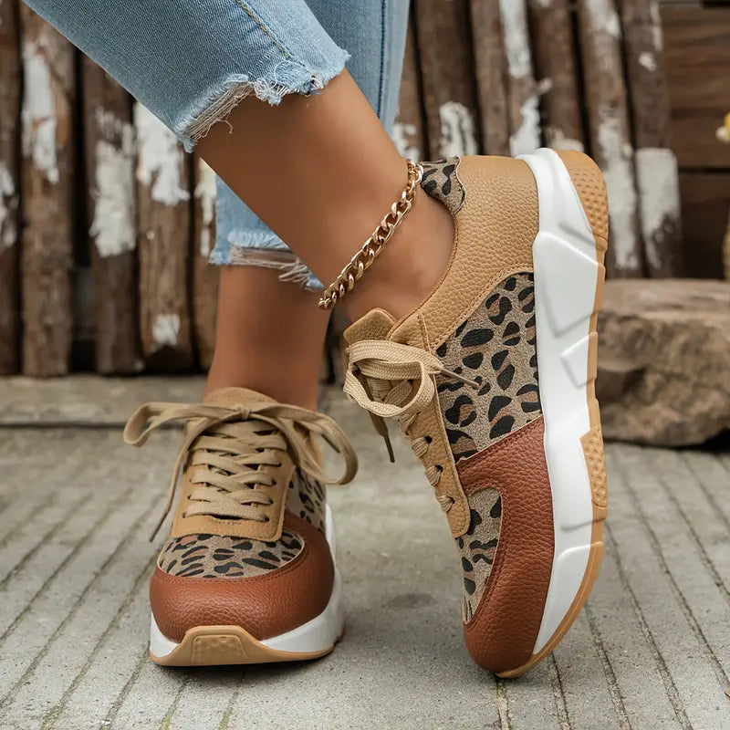 Modevia WildSchritt dame fritidssneakers med dyreprint og snørebånd  