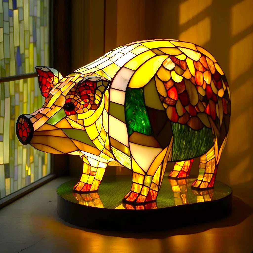 Lampa stołowa LichtTier Tiffany z motywem zwierzęcym