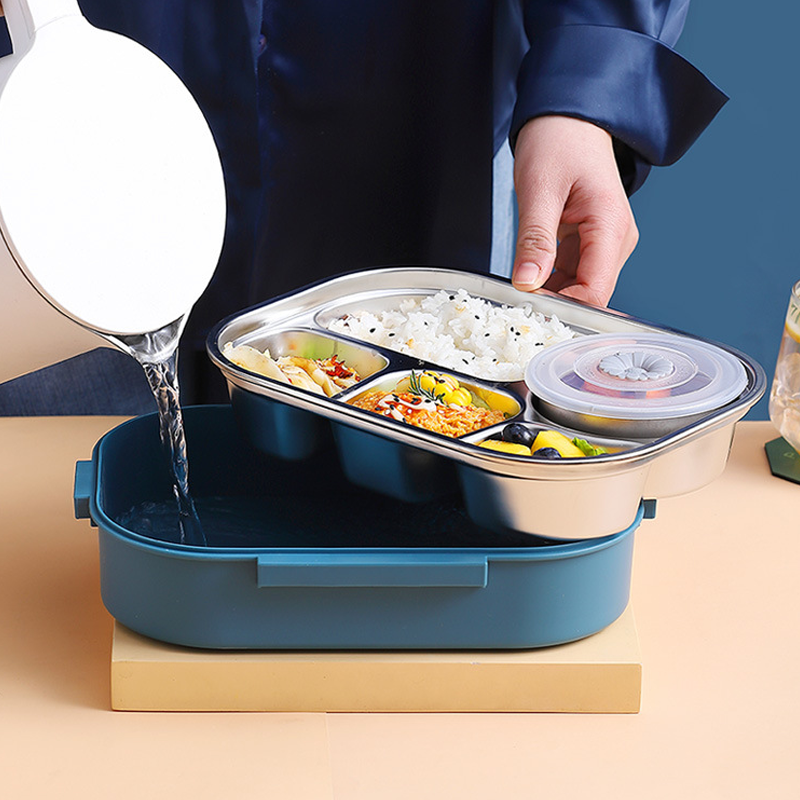 WarmPort Bento Lunchbox aus Edelstahl mit Fächern und Suppenschale