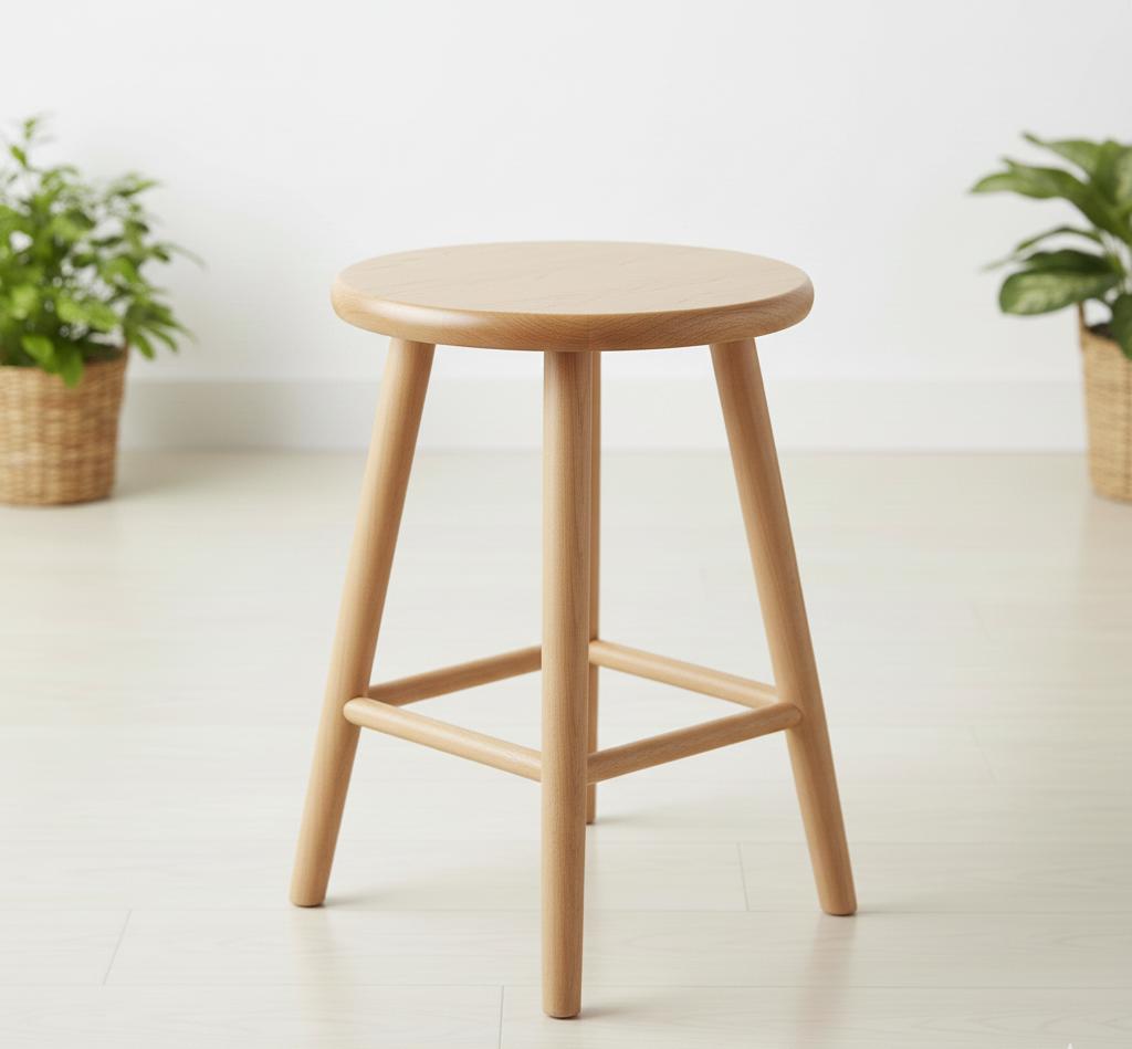 Hocker mit Runder Sitzplatte und Drei Rundbeinen