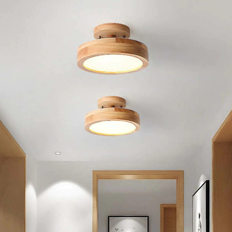 LumiRund LED Wandleuchte Rund Holz Acryl Modern