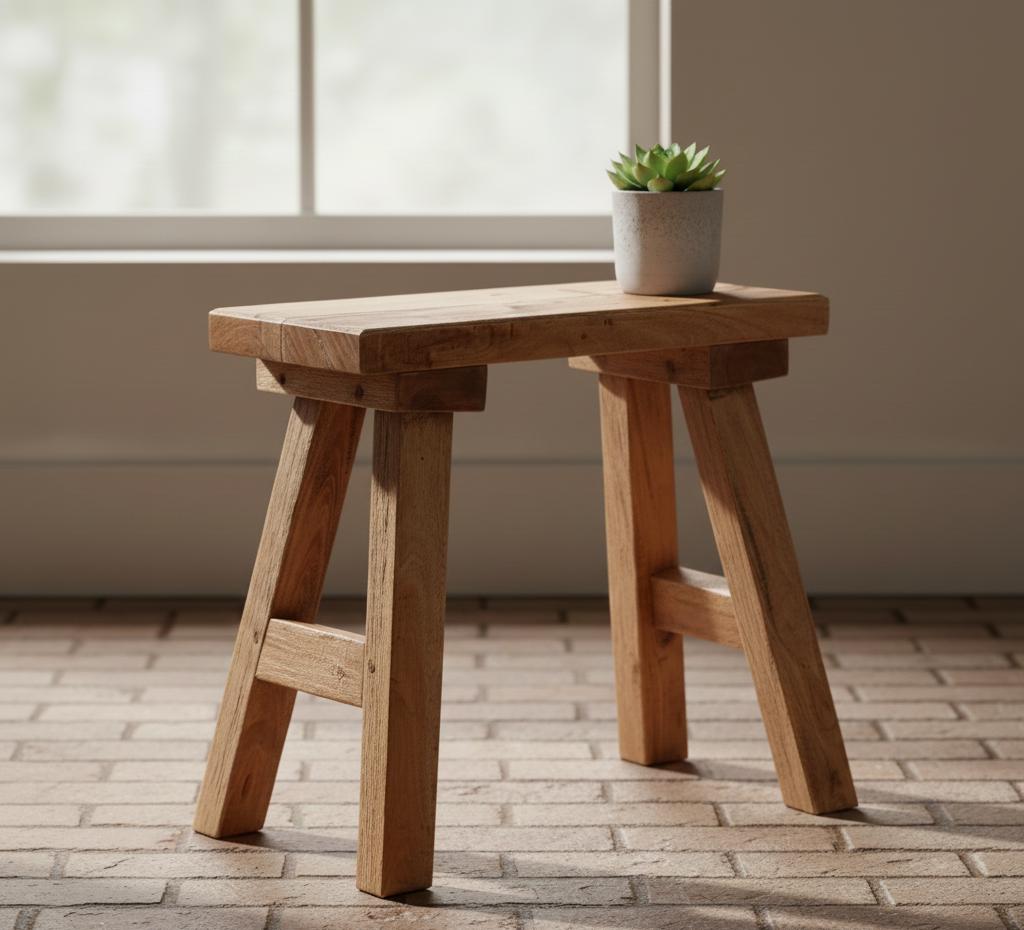 Hocker mit Rechteckiger Sitzplatte und Gekreuztem Untergestell