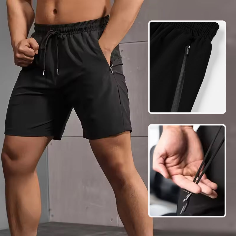 AeroSprint herre sportsshorts med lynlåslommer og snøre