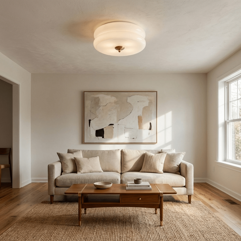 Art Deco LED Deckenlampe mit Geriffeltem Glas