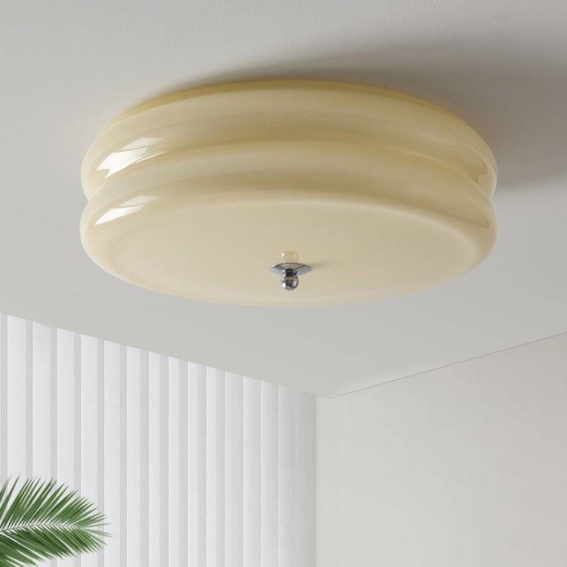 Art Deco LED Deckenlampe mit Geriffeltem Glas