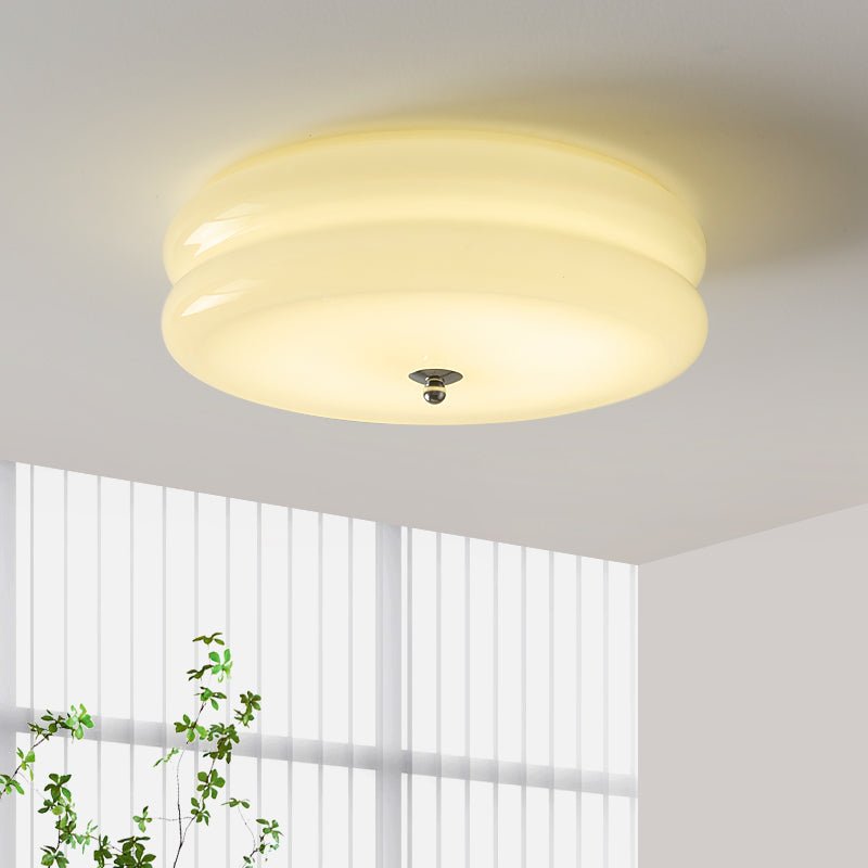 Art Deco LED Deckenlampe mit Geriffeltem Glas