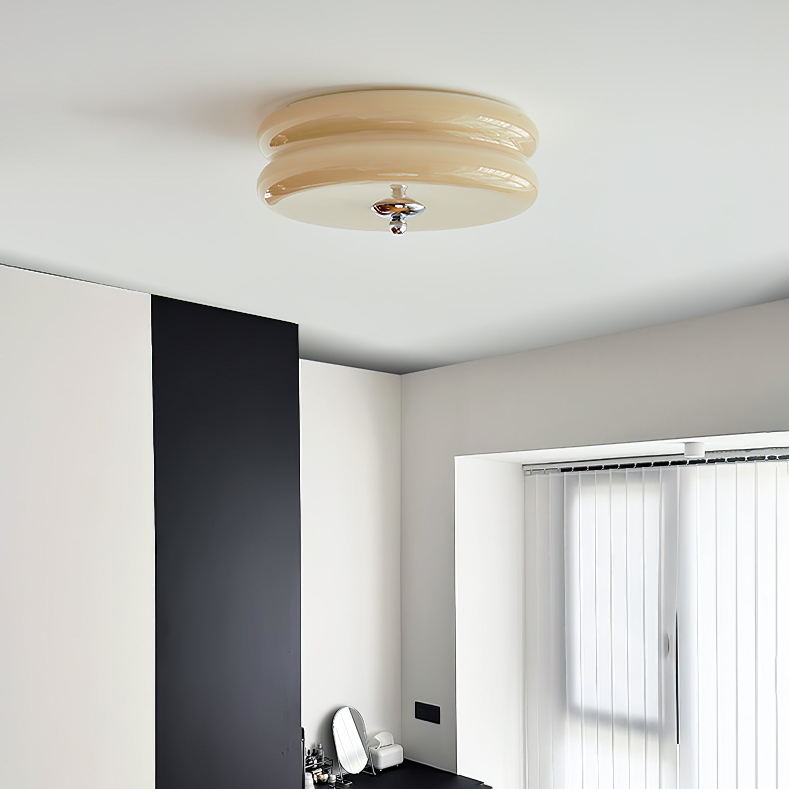 Art Deco LED Deckenlampe mit Geriffeltem Glas