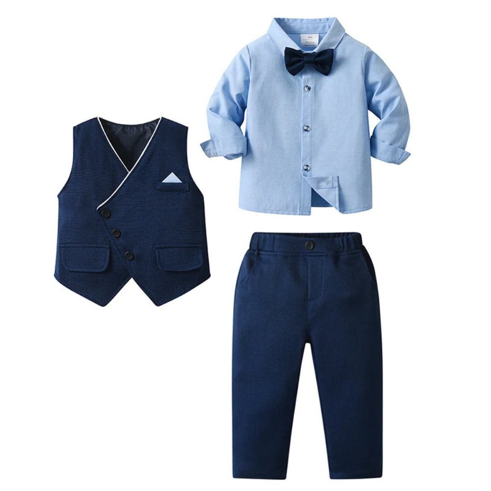 Gentino Kinderanzug Set – 4-teiliges Festliches Outfit mit Fliege