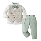 Gentino Kinderanzug Set – 4-teiliges Festliches Outfit mit Fliege