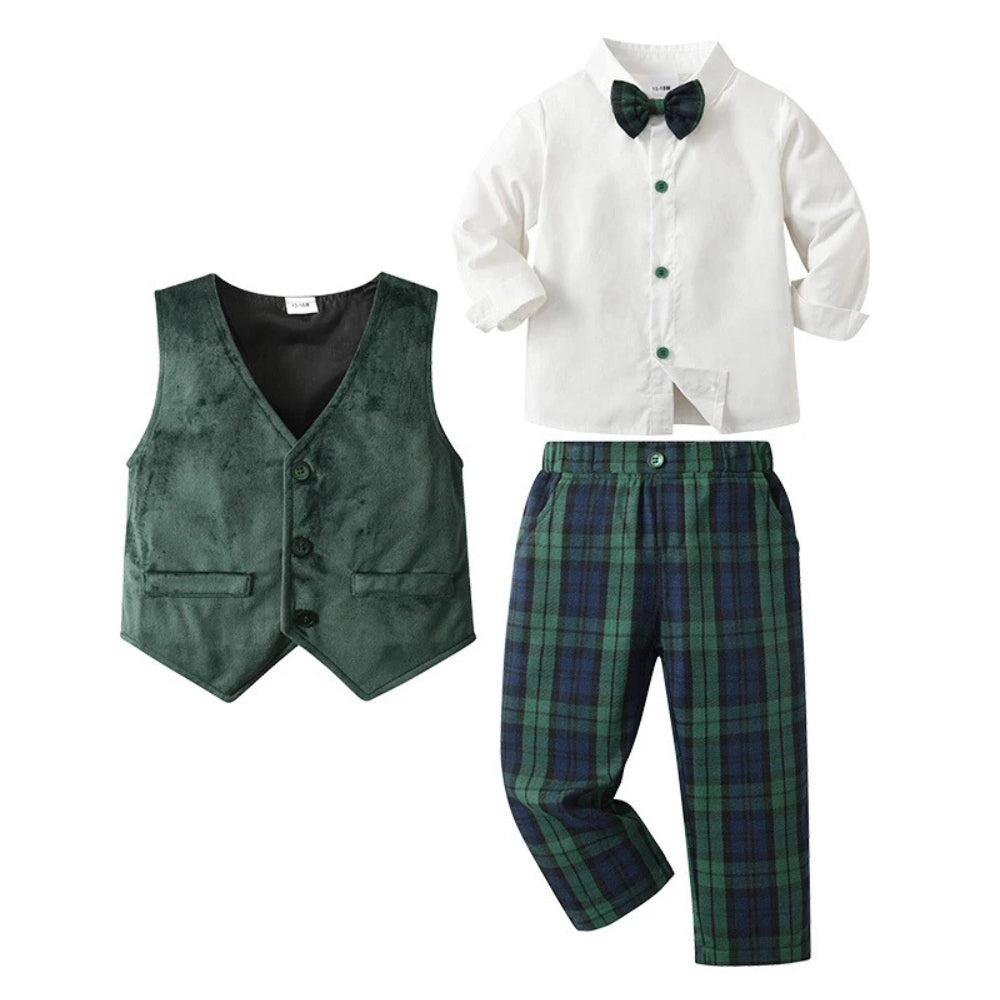 Gentino Kinderanzug Set – 4-teiliges Festliches Outfit mit Fliege