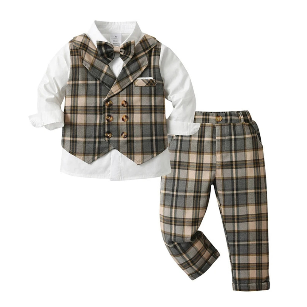 Gentino Kinderanzug Set – 4-teiliges Festliches Outfit mit Fliege