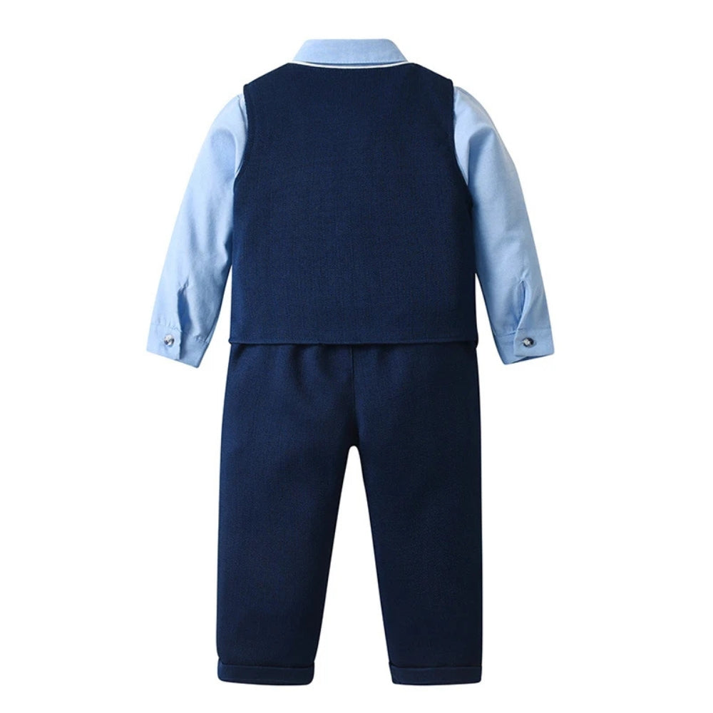 Gentino Kinderanzug Set – 4-teiliges Festliches Outfit mit Fliege