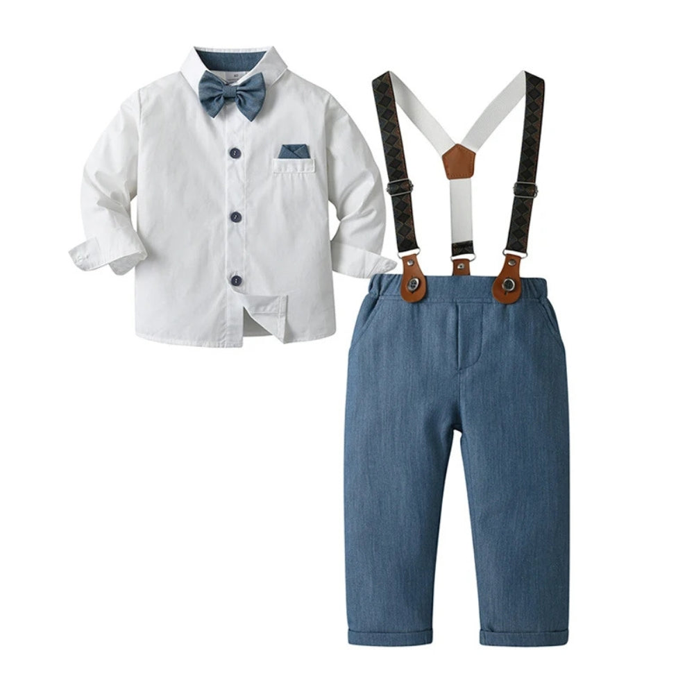 Gentino Kinderanzug Set – 4-teiliges Festliches Outfit mit Fliege